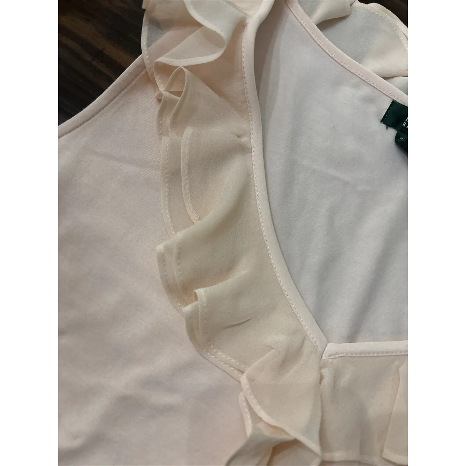 Ralph Lauren Shirt Blouse Top Womens Pink V-Neck Sleeveless Cotton Size XL - Image 3