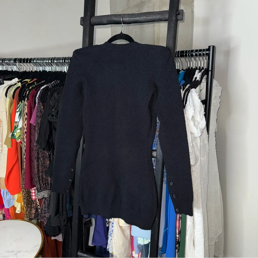 New WARDROBE.NYC Black Knit Cardigan Mini Dress with Shoulder Pads Size XS - Image 14
