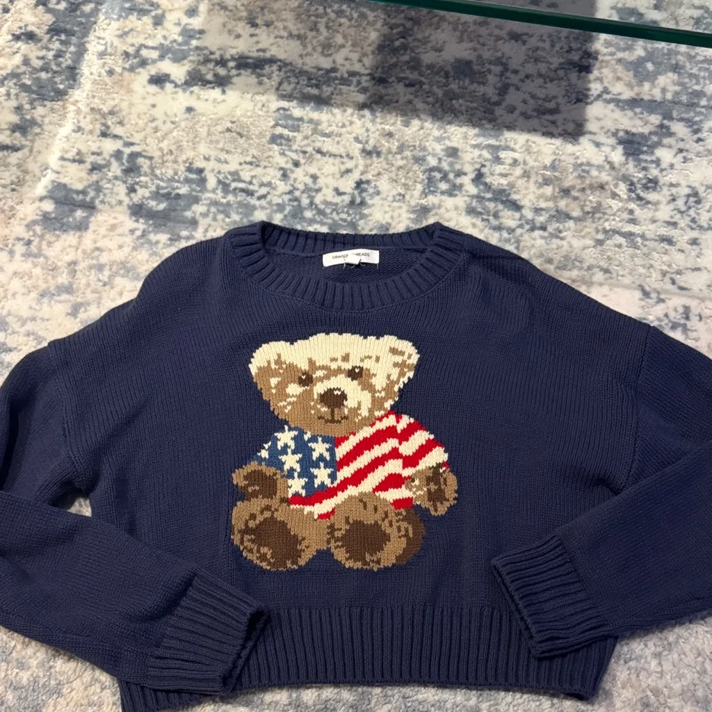 Target Grayson threads women’s teddy bear flag sweater - Image 2
