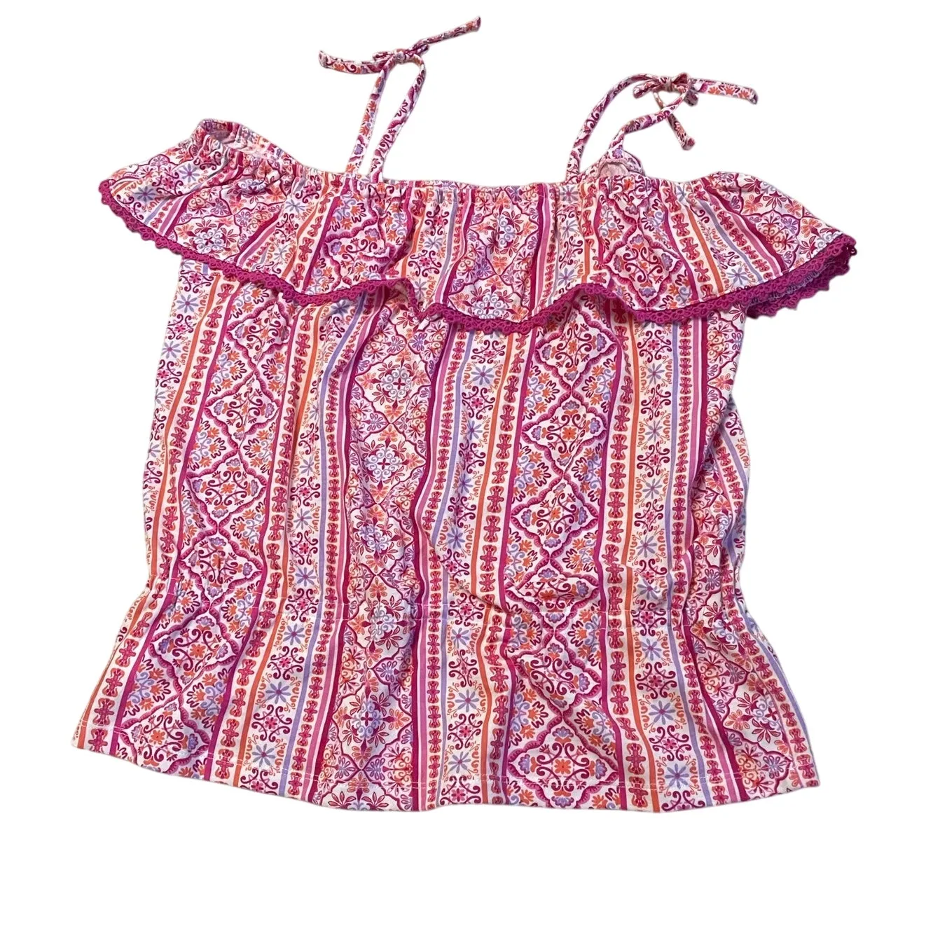 Summer Pink Ruffle spaghetti Strap Top Medium - Image 6