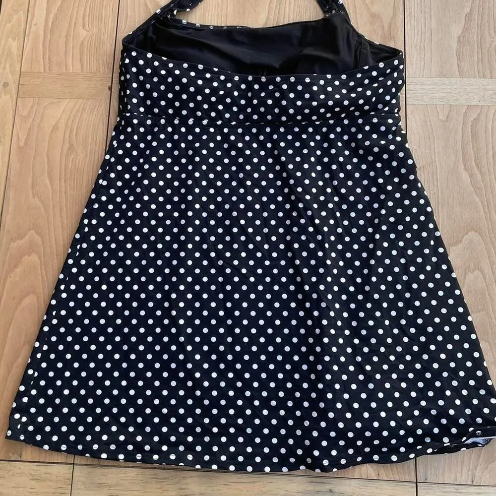 Lands End Women’s Size 16L Halter Top Swimsuit‎ Polka Dots Underwire - Image 3