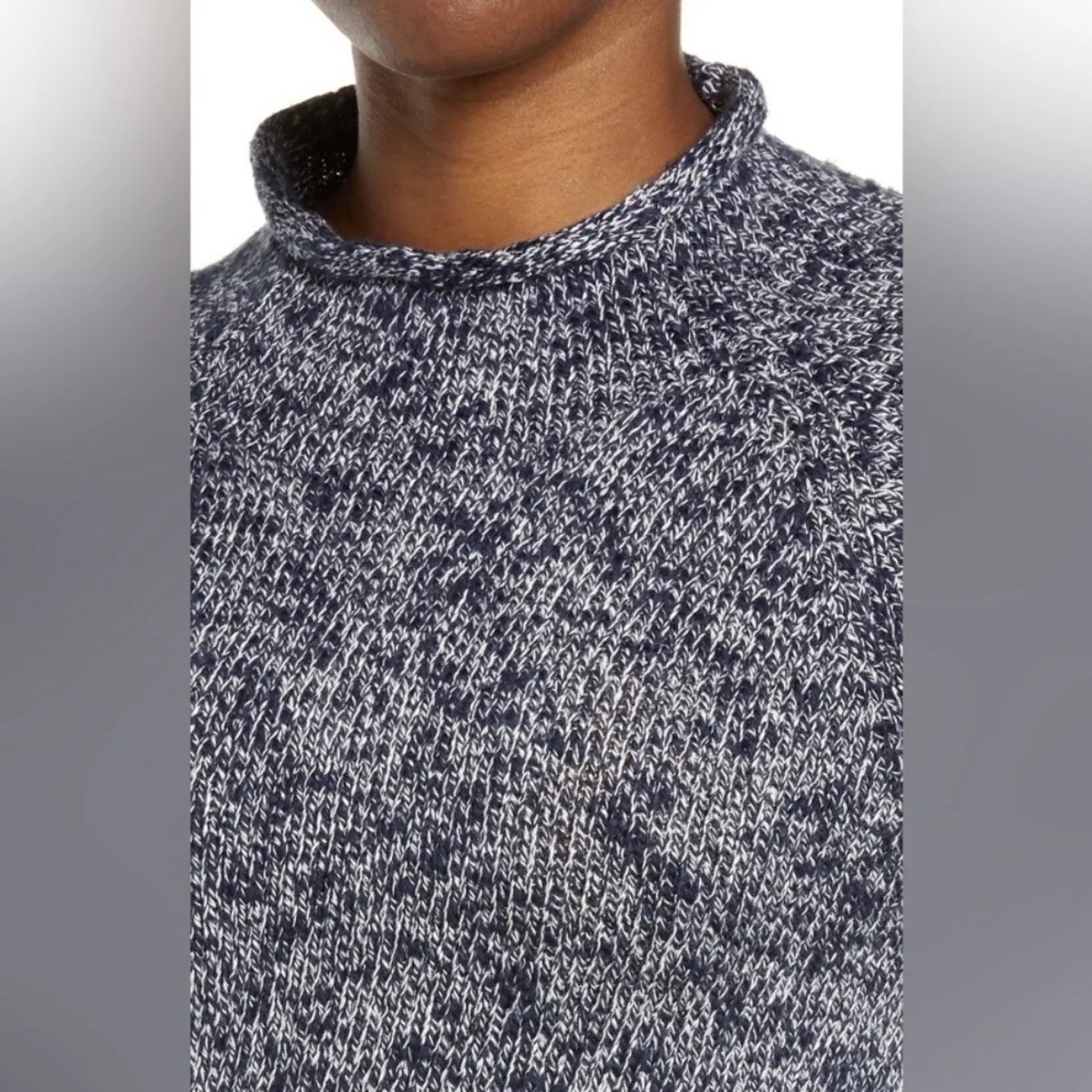 LL Bean Blue Cotton Ragg Funnelneck‎ Pullover Tunic Sweater Size XL - Image 2