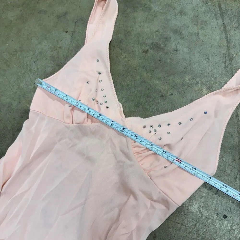 Vintage Coquette bedazzled pink sheer maxi plunge dress - Image 5