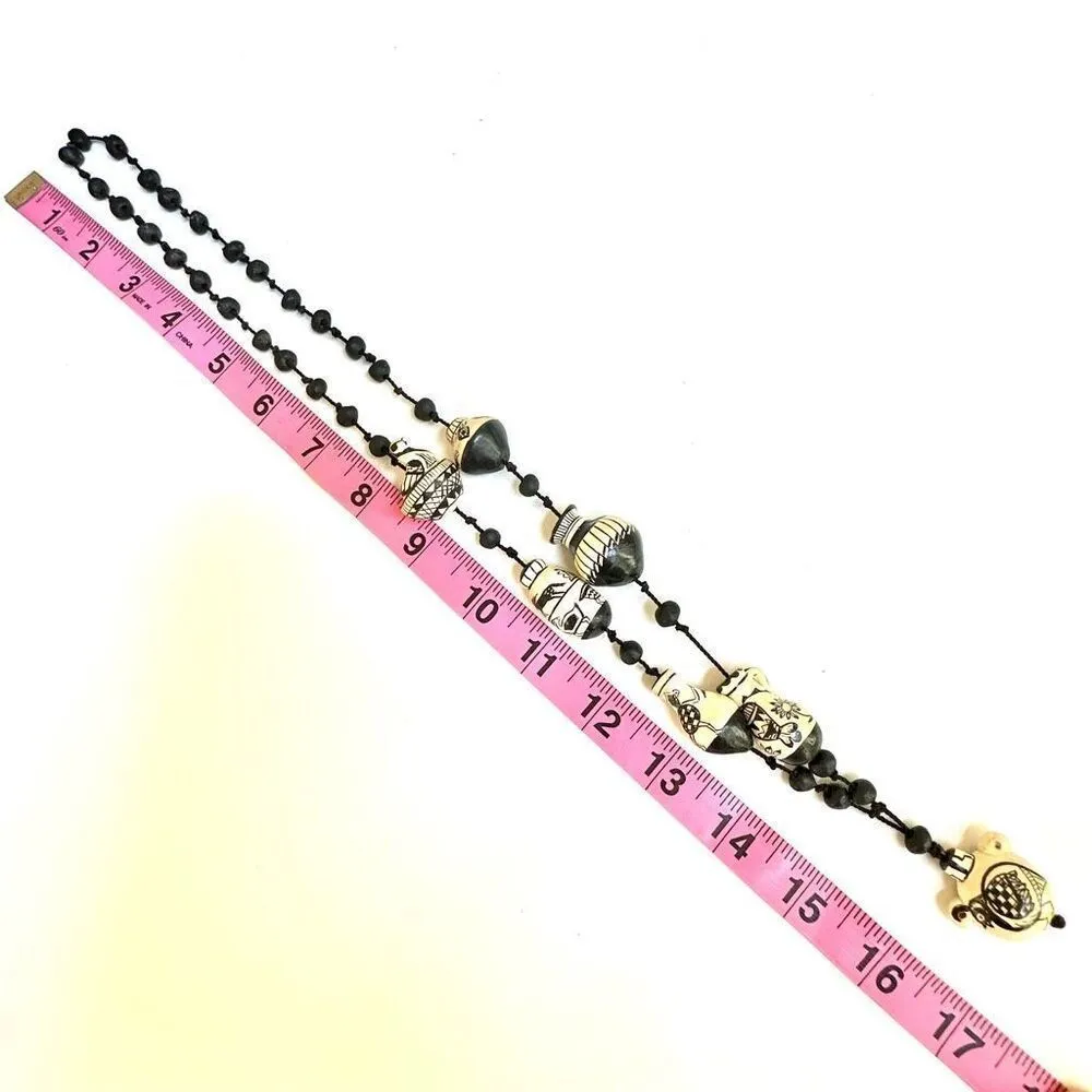 Hand Made Clay Bead Necklace By De Los Reyes Black - Image 5