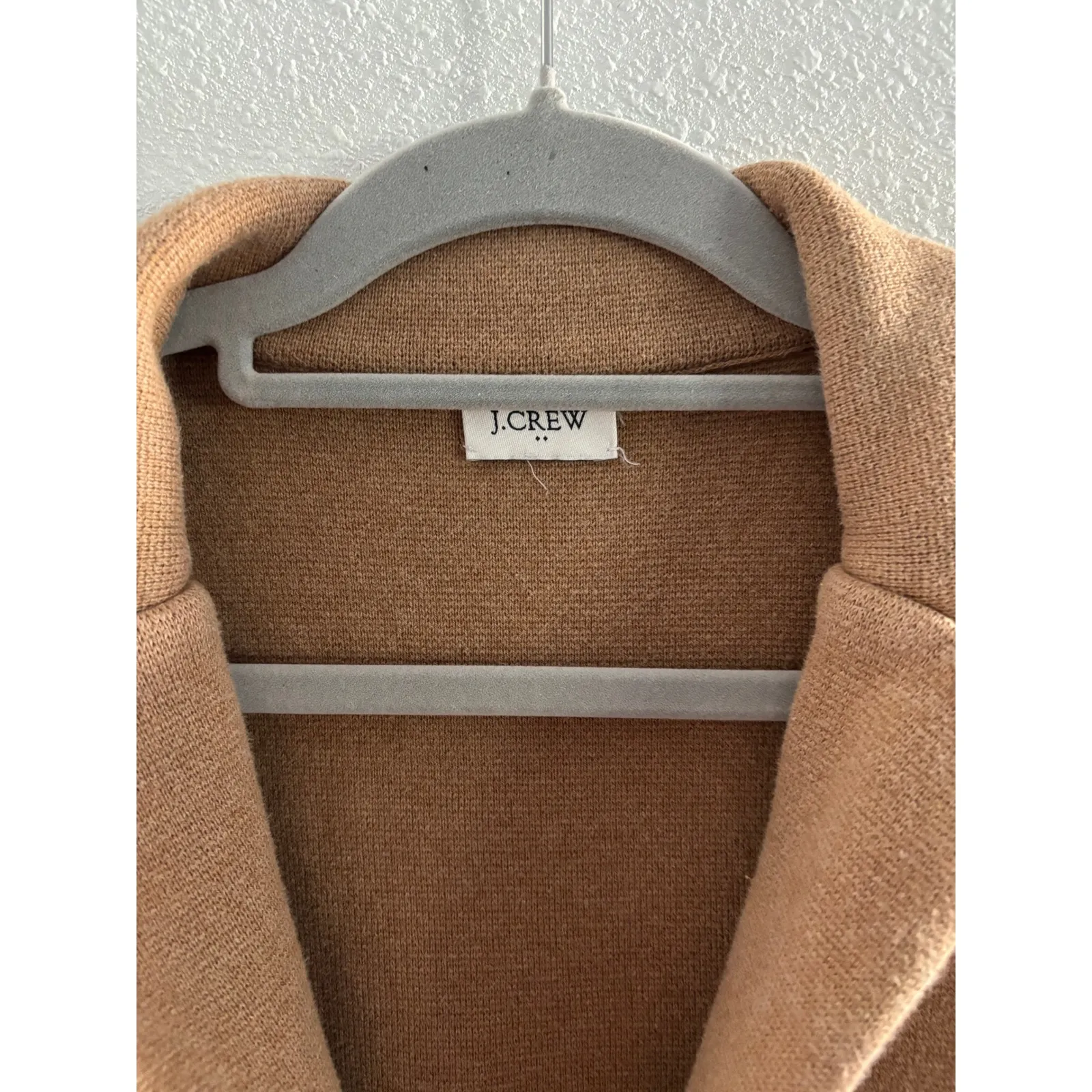 J Crew Womens Large Jacket Beige 100% Cotton Knit Sweater Blazer Career Classic - Image 3