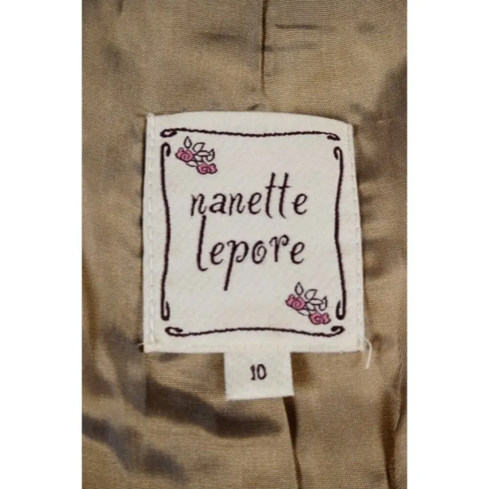 Nanette Lepore Western Gold Tan Stamped Floral Pleather Jacket Size 10 - Image 7