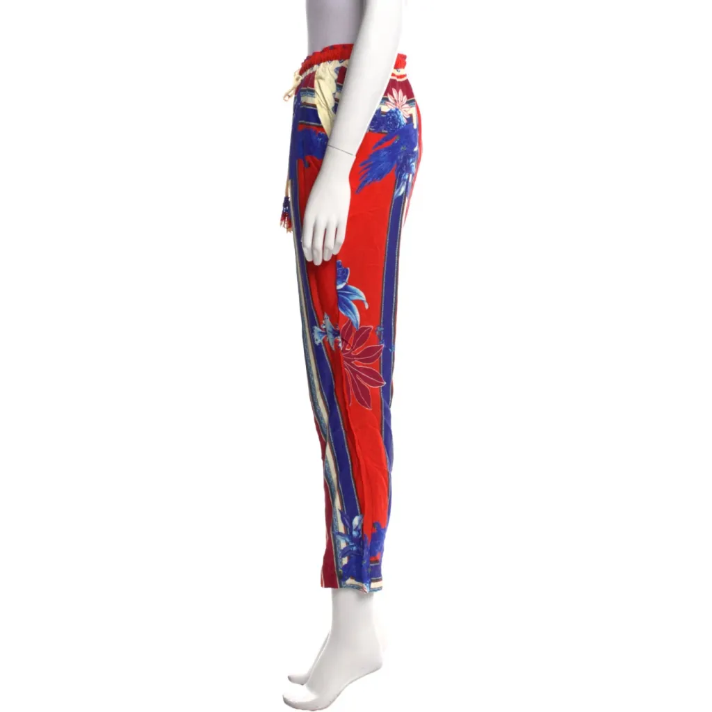 Farm Rio Macaw Scarf Print Pants Size Small Red White Blue Resort Vacation Wear - Image 2