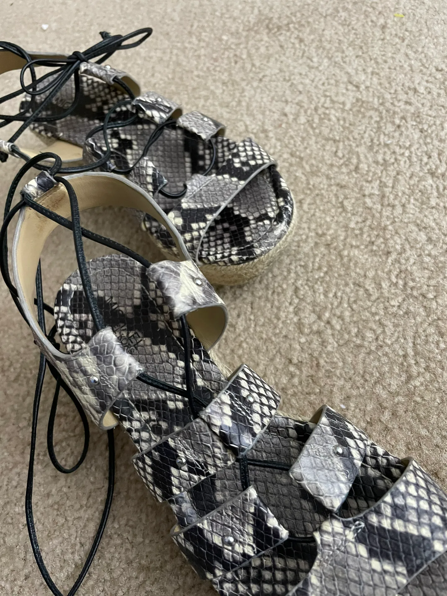Lace Up Snakeskin Espadrille Platforms - Image 5