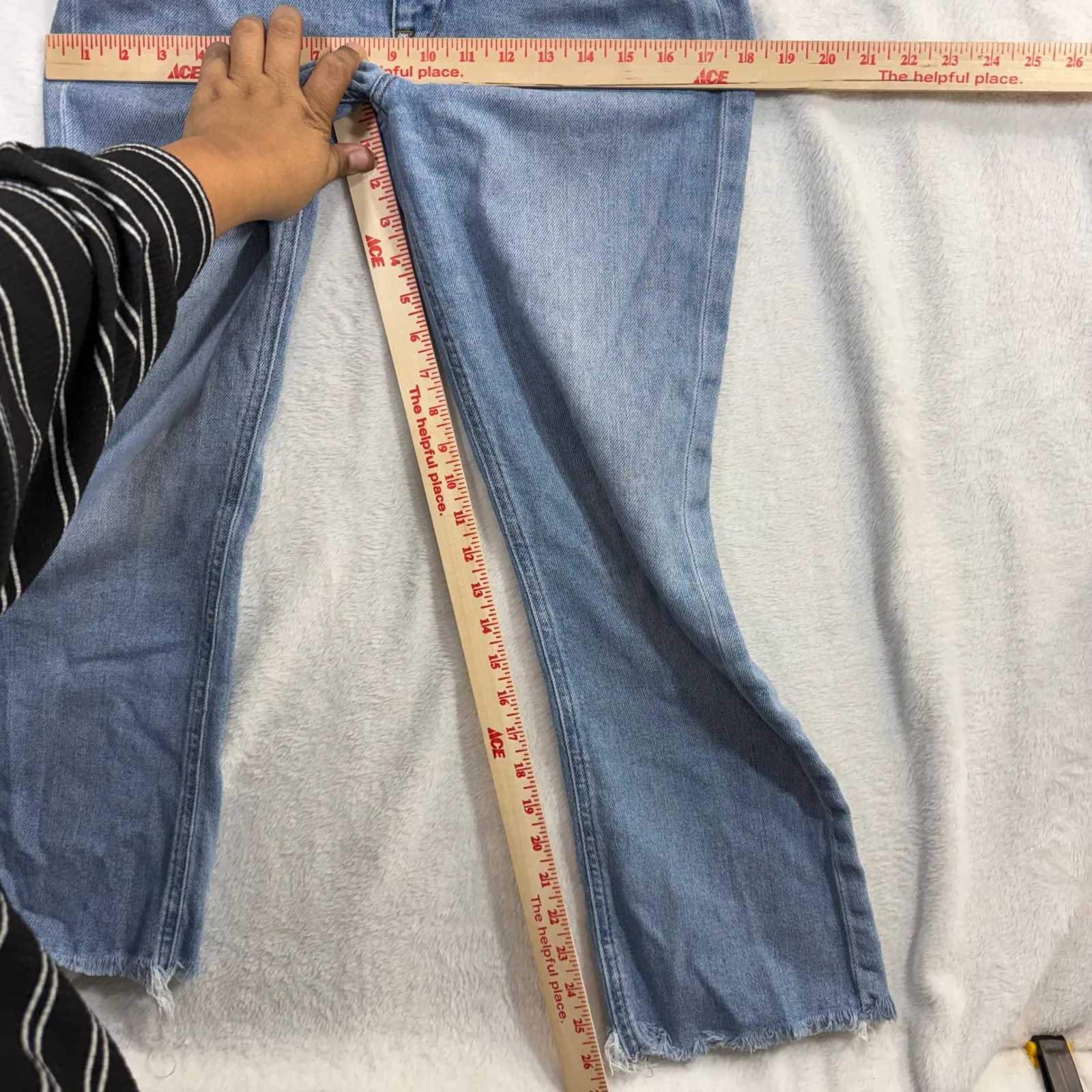 J.Crew 28X27 Billie Demi Boot Cropped Jean Light Wash Raw Hem Denim Distressed - Image 8