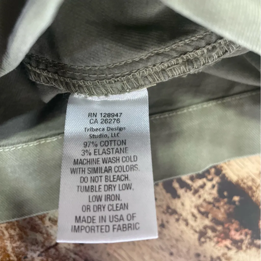 Nili Lotan Utility Shorts Women’s 2 Army Green‎ Khaki Twill Mid Rise 3.5” Inseam Green - Image 9