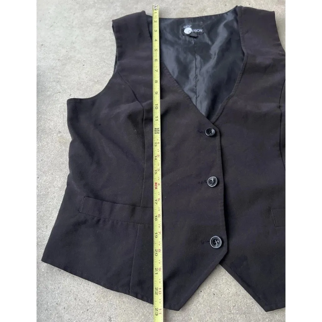 Vintage First Option Plaid Vest Jacket Button Black Women’s Size 10 Formal - Image 3