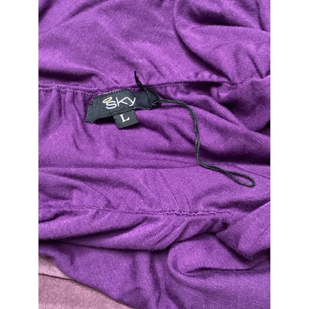 New. SKY purple Grecian style dress with leather. Normally $224 Size L - Image 9