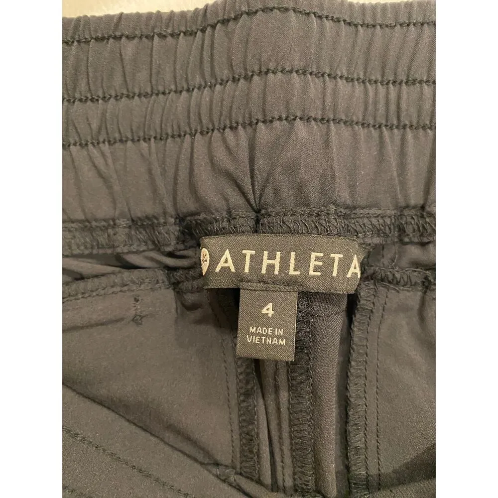 Athleta Elastic Waist Drawstring La Viva Capri Cropped Pant Black Women's Size 4 - Image 10