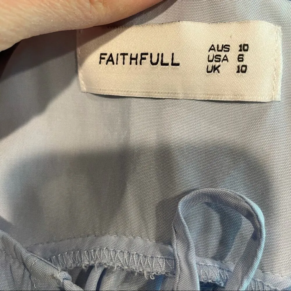 Faithfull The Brand Blue Sleeveless High Low Dress Womens Size 6 Lace Up Neck - Image 7