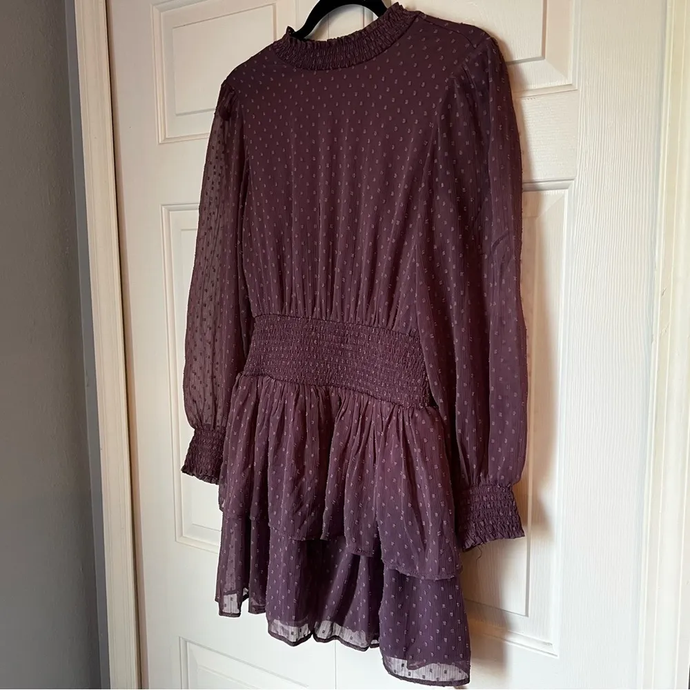 American Eagle Outfitters mock neck long sleeve ruffle purple dress size XS - Image 4