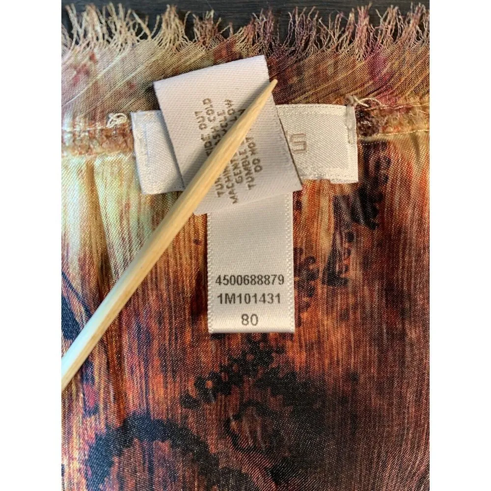 Chicos 0 Blouse Top Small Brown Floral Stretch‎ Embellished Lace Feathers Shirt - Image 7