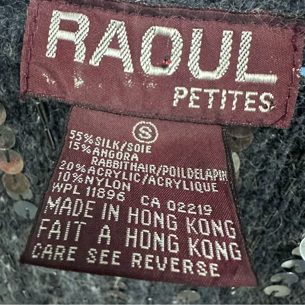 Raoul Angora Silk Vintage 80s Gray Sequin Long Puff Sleeve Knit Sweater Dress S Size undefined - Image 10