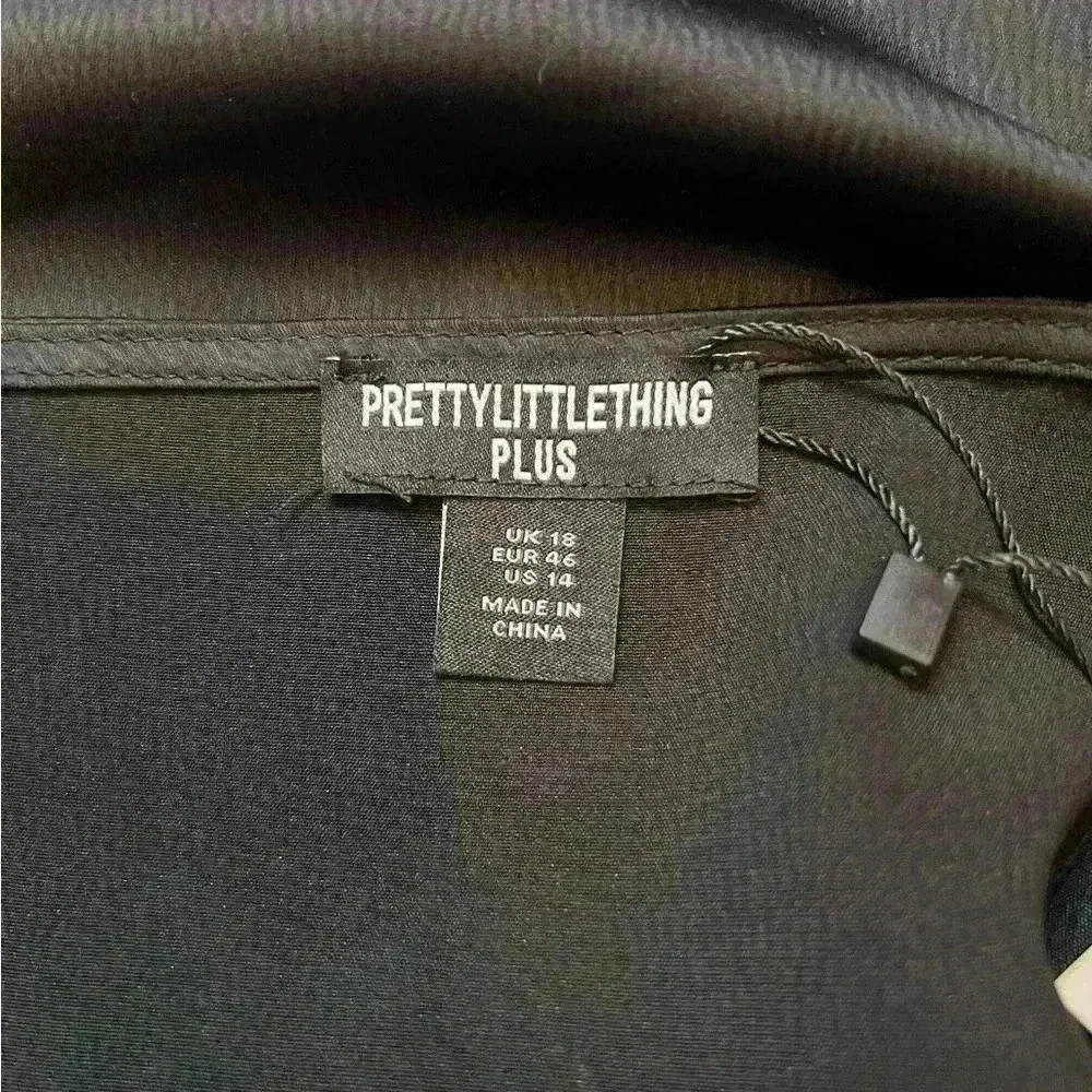 PRETTY LITTLE THING BLACK SATIN MINI SKIRT WITH DIAMANTE TRIMS - Image 6