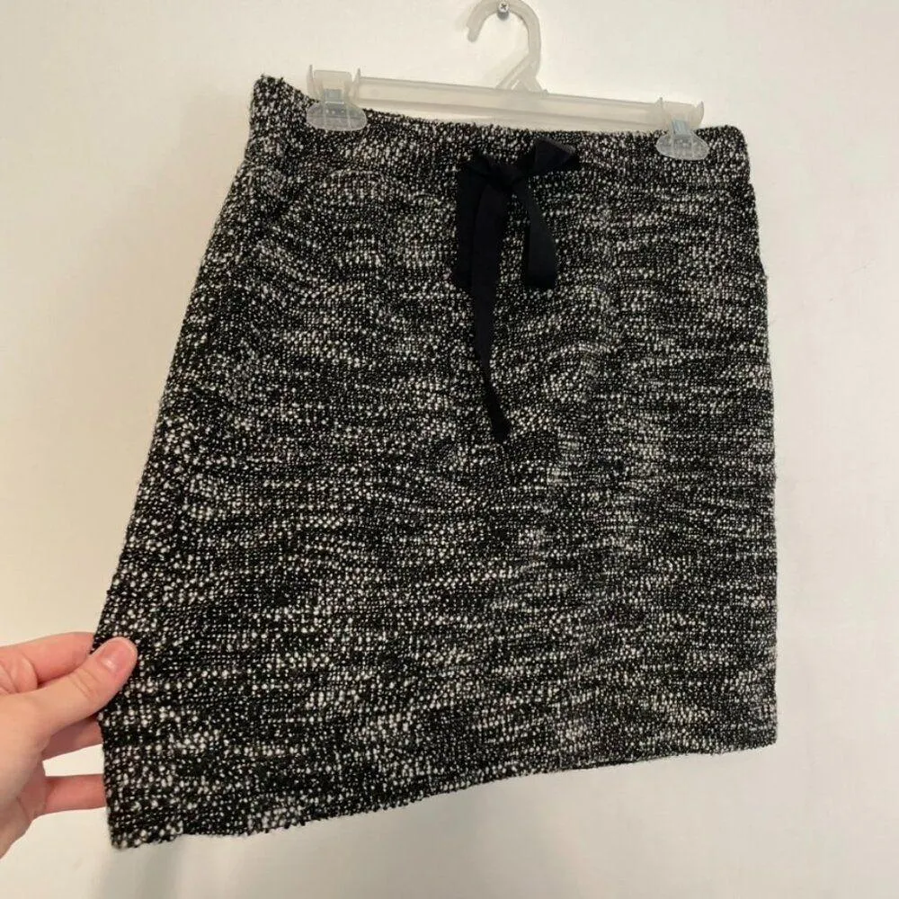 ANN TAYLOR LOFT Petites Boucle Pocket Drawstring Skirt Black White PETITE Small - Image 10