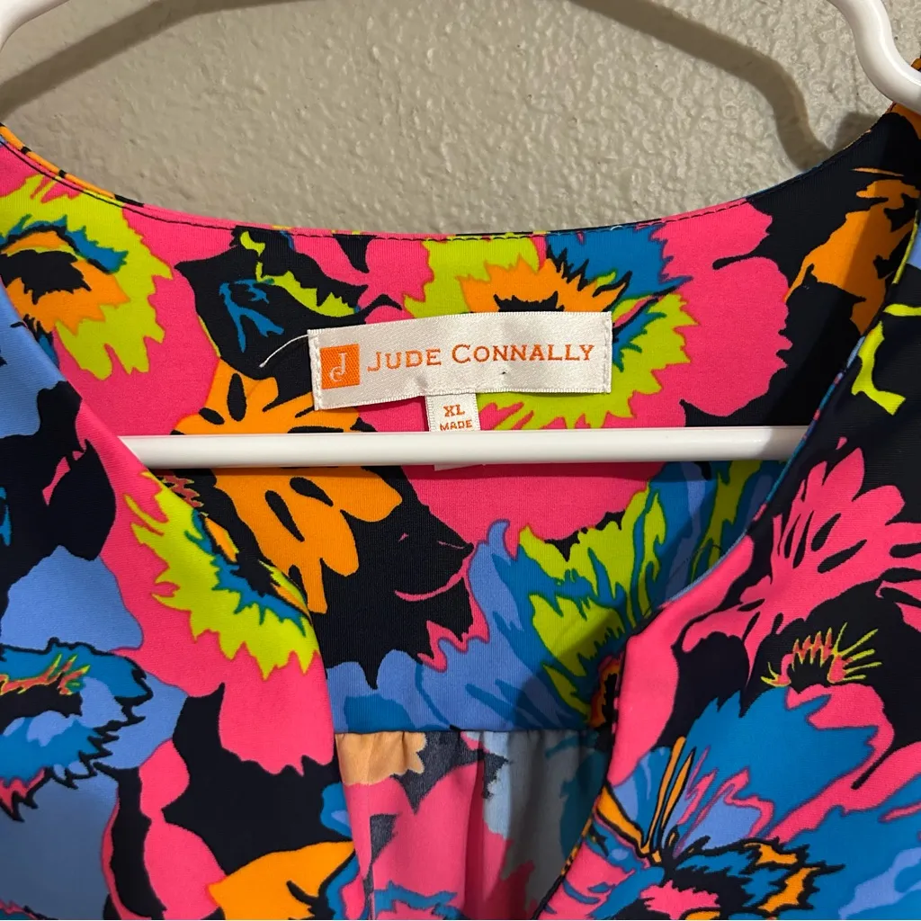 Jude Connally Kerry Colorful Floral Print Shift Dress Pockets Women’s Size XL Blue - Image 10