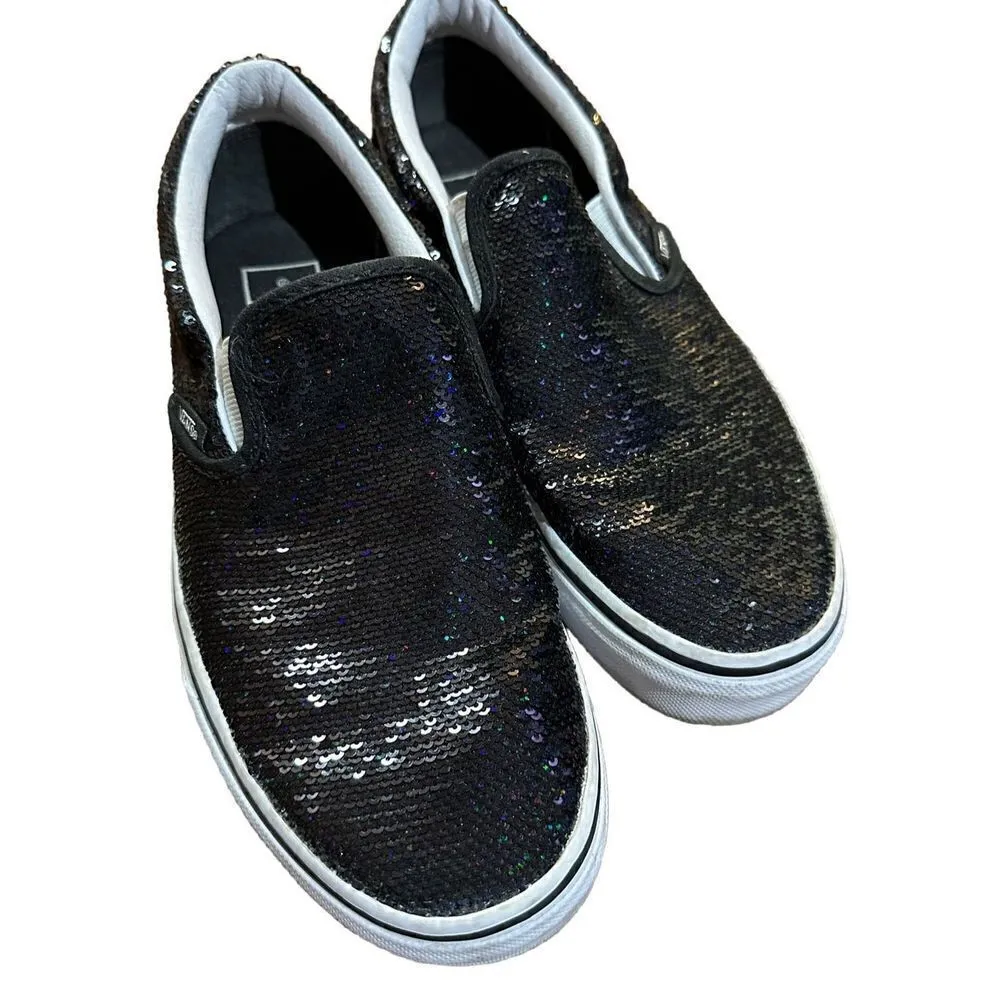 VANS OTW Black Sequin Slip On Skating Casual Shoes Sneakers Women's 5.5 - Image 7