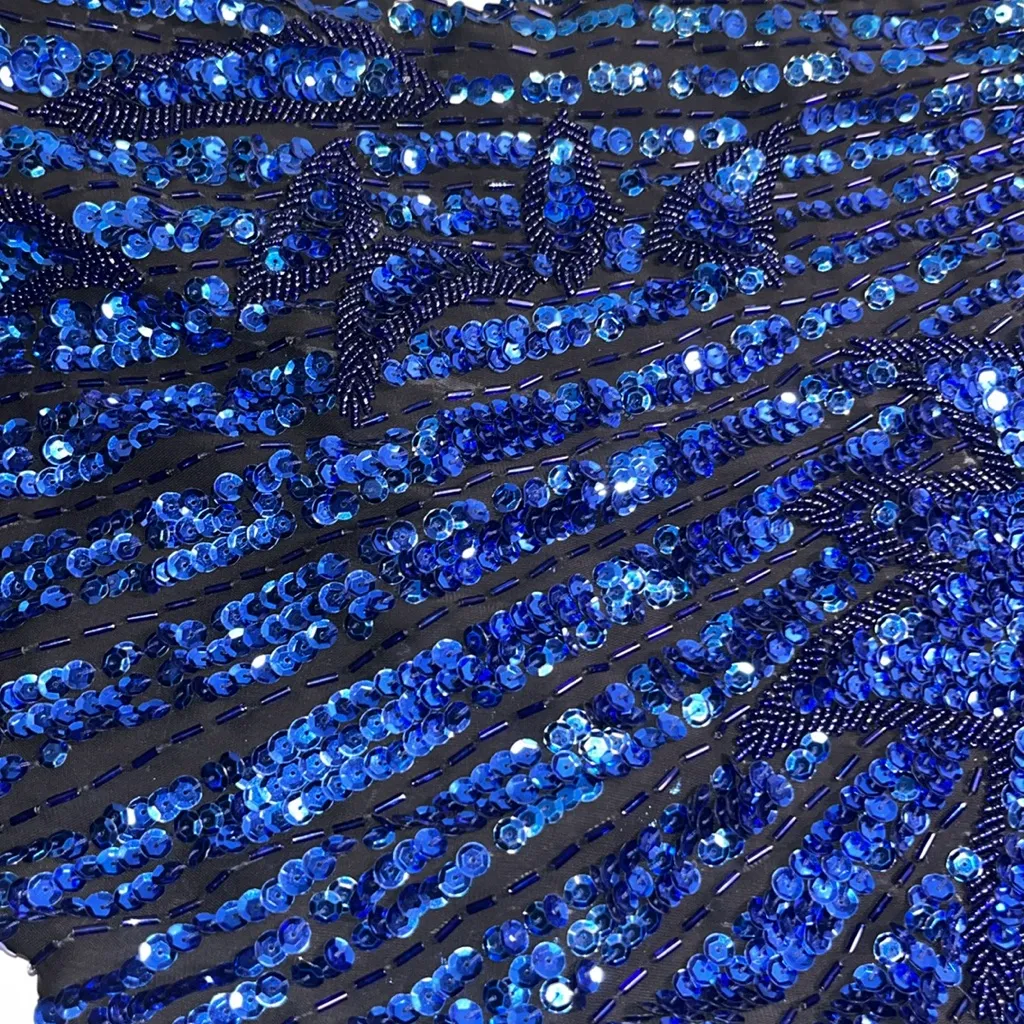 Vintage Blue Sequin Top IRIS Brand Cocktail Evening Size XL - Image 11