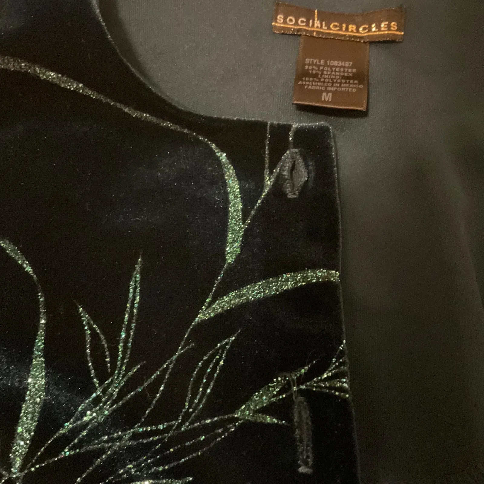 SOCIAL CIRCLES LOVELY TEAL GLITTER‎ VELOUR FORMAL GREEN WOMEN'S JACKET S M Size M - Image 4