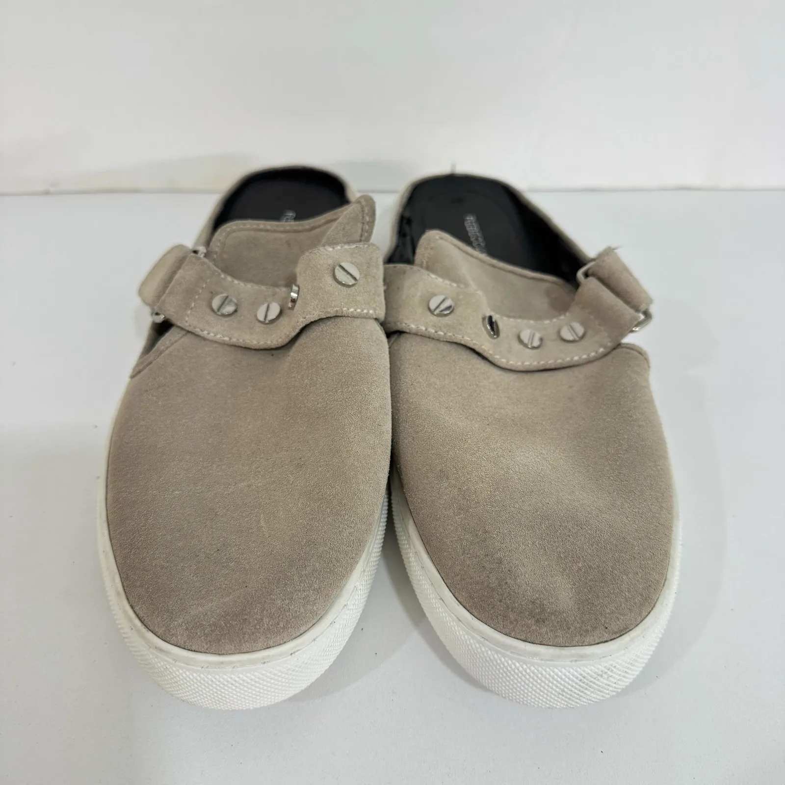 Rebecca Minkoff Sonia Women's Brown Taupe Slip-On Mules Flats Studded
 Size 9.5 - Image 8