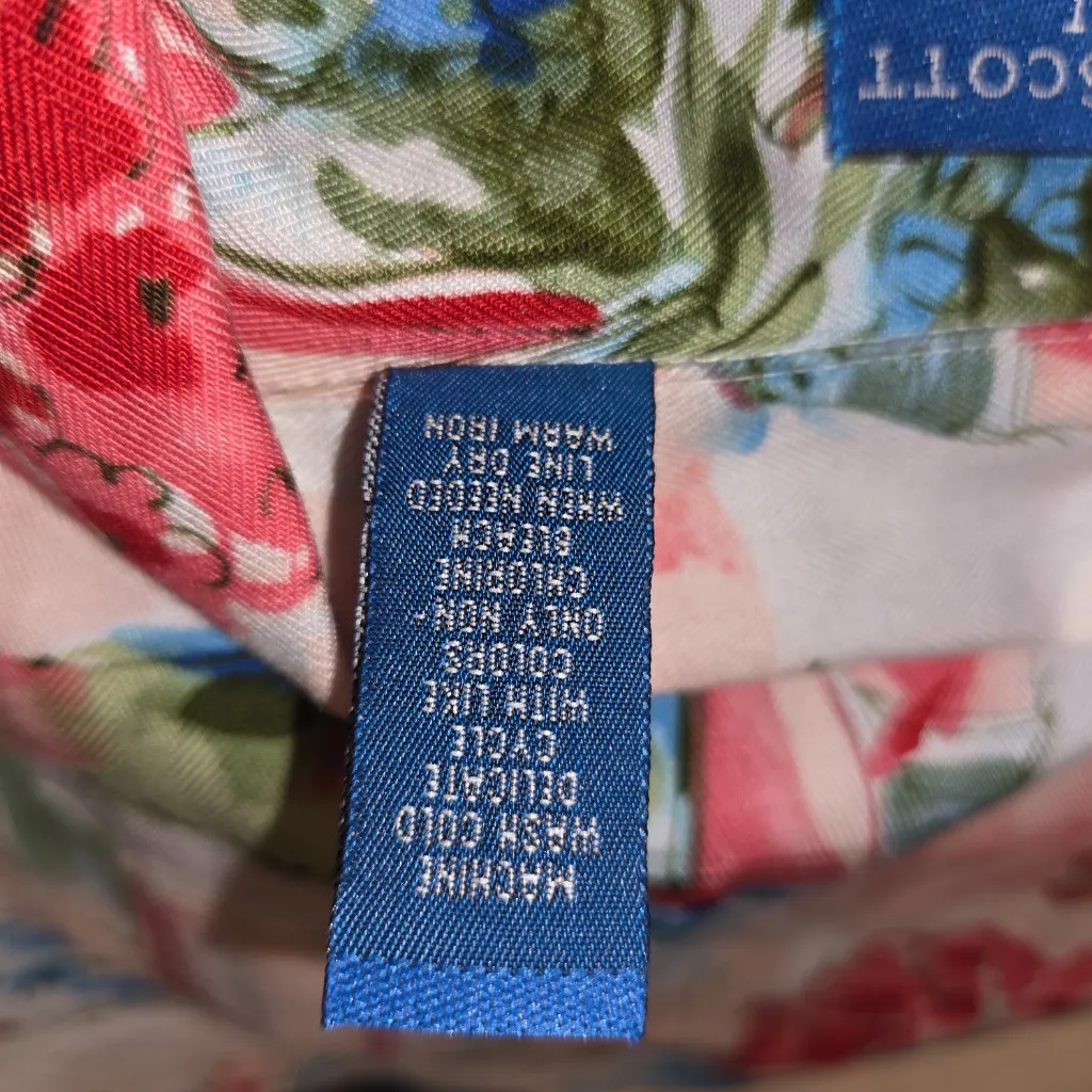 Karen Scott Sport Vintage Nautical Print Rayon Button Down Blouse Shirt Top Med - Image 9