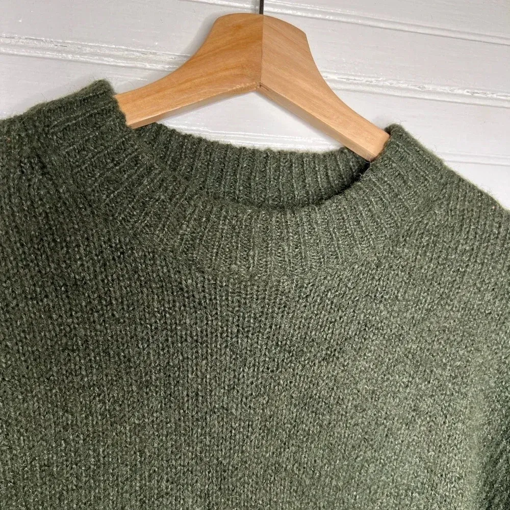 Topshop Women's Green Chunky Knit Mock Neck Oversized Sweater XS US 0-2 - Image 7