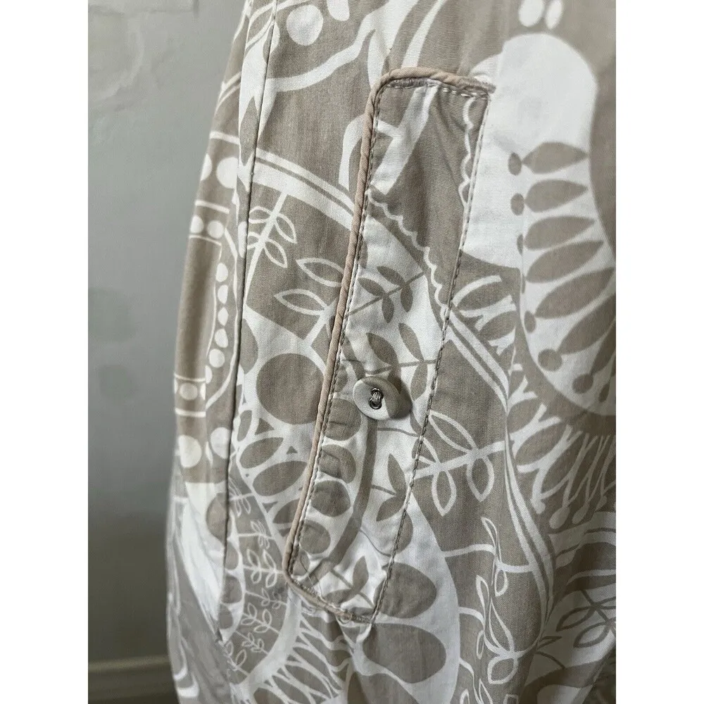 H&M Square Neck Beige White Aztec Sun Geometric Pattern Babydoll Dress Size 4 - Image 2