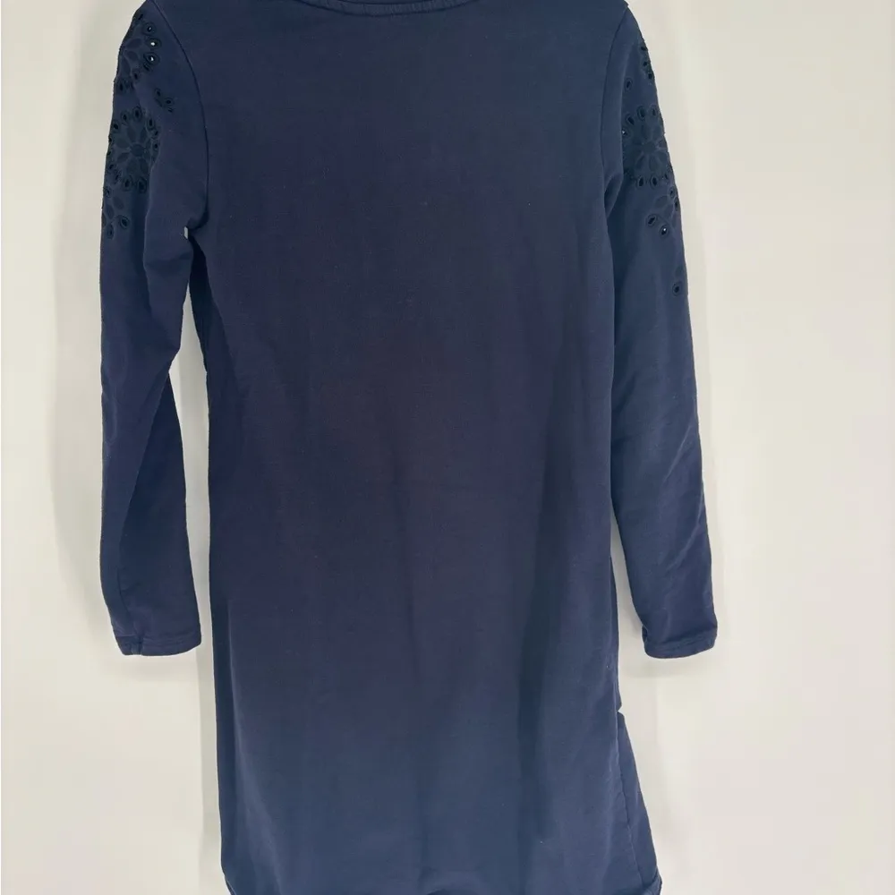 Boden Embroidered Navy Blue Sweatshirt Material Dress Size 2 - Image 4