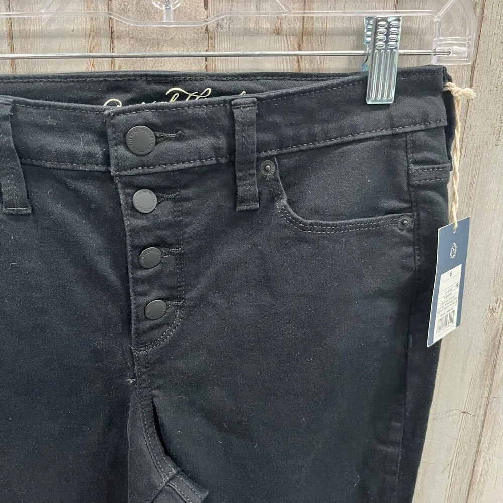 New! Universal Thread Black Button Fly High Rise Skinny Bootcut Jeans Womens 6 - Image 2