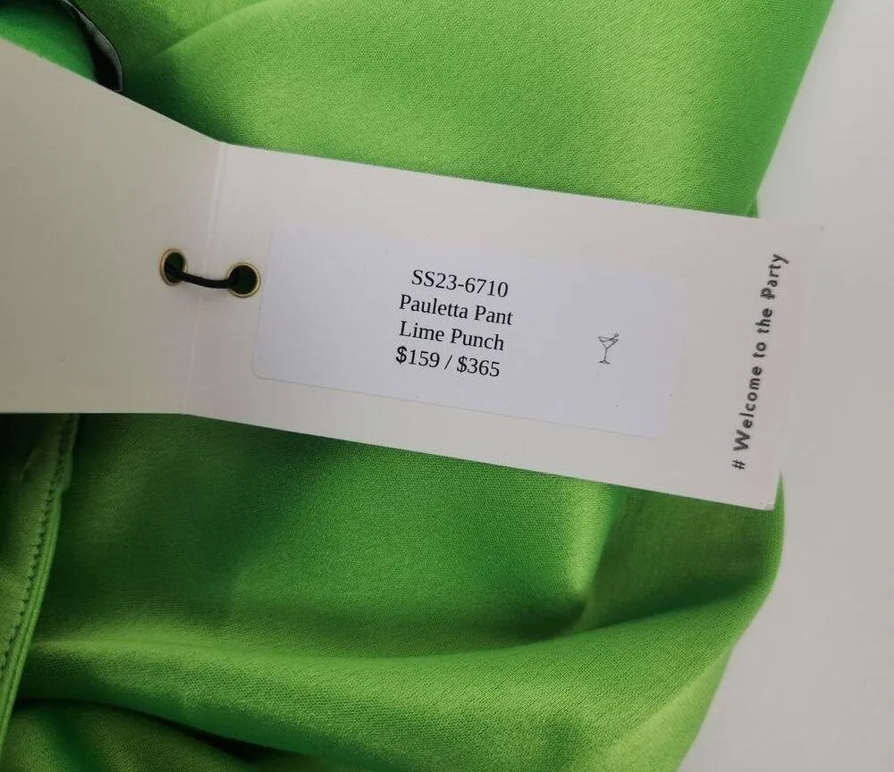 Retrofete Pauletta Pant Lime Punch Green Size Wide Leg NWT Sample Pleats Medium - Image 10