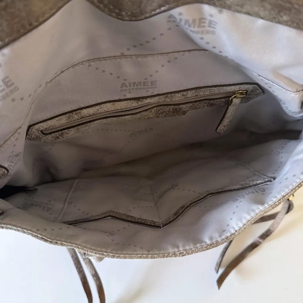 Aimee Kestenberg Bag Jaylin Metallic Leather Satchel Shoulder Rose Gold - Image 8