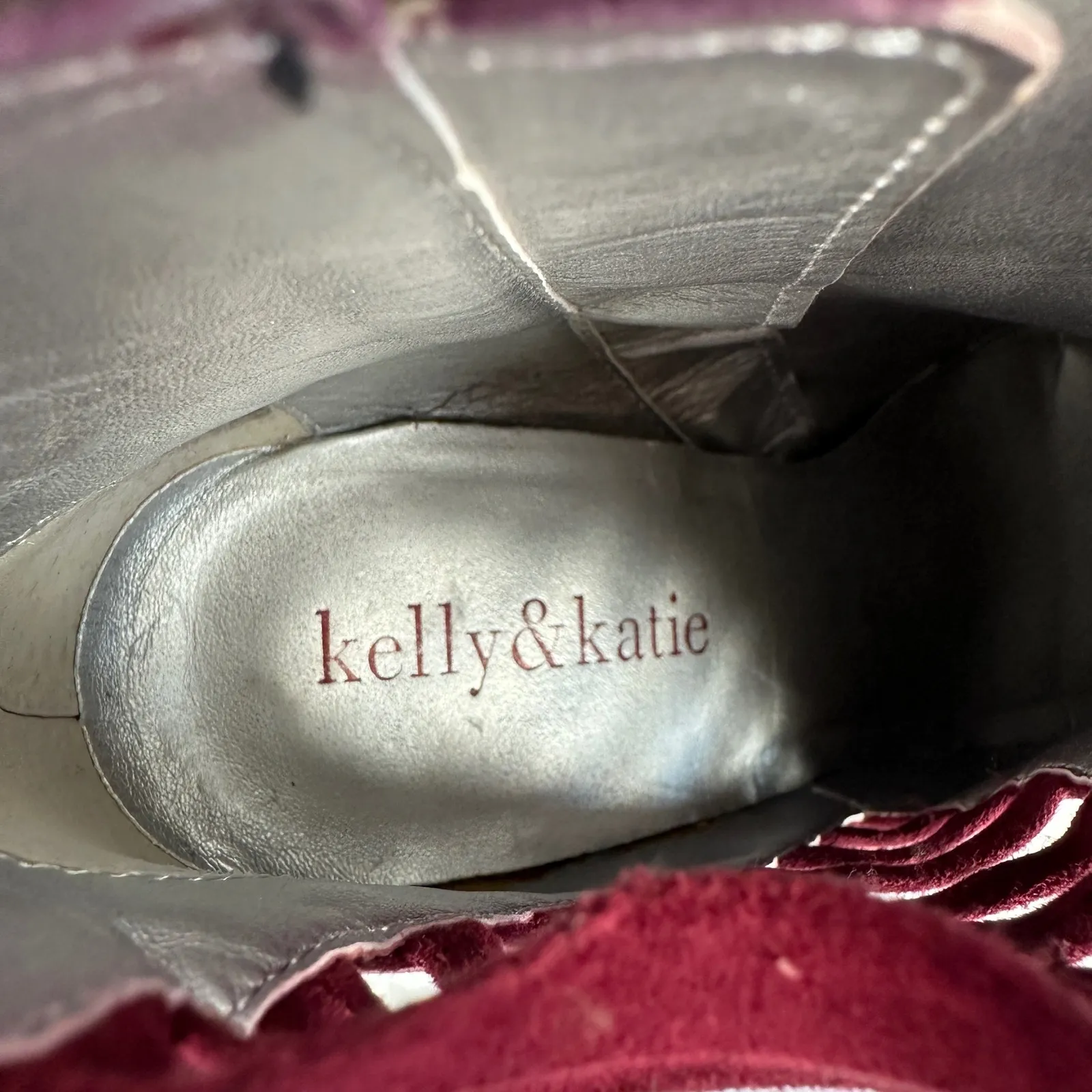 Kelly Katie Burgundy Suede Cutout Stiletto Heel Ankle Boots Womens 6.5 Party - Image 8