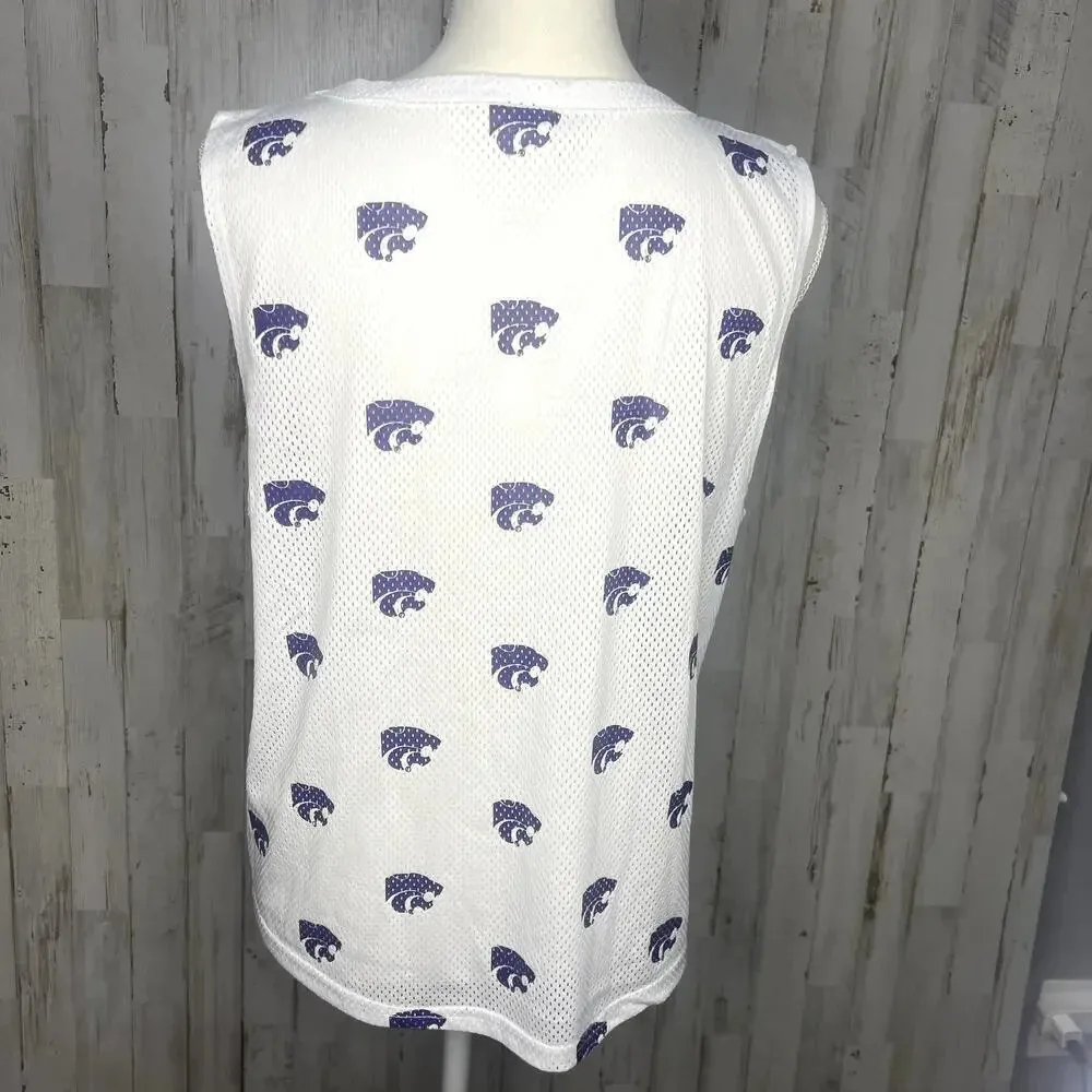 NWT NCAA Kansas State Wildcats Women's XL White Mesh All Over Print Tank Top - Image 3
