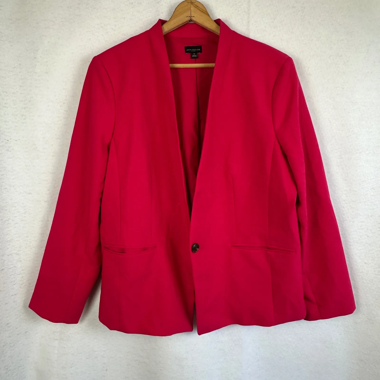 Ann‎ Taylor Factory Hot Pink Blazer Women's Size 18 Shawl Collar One Button - Image 7