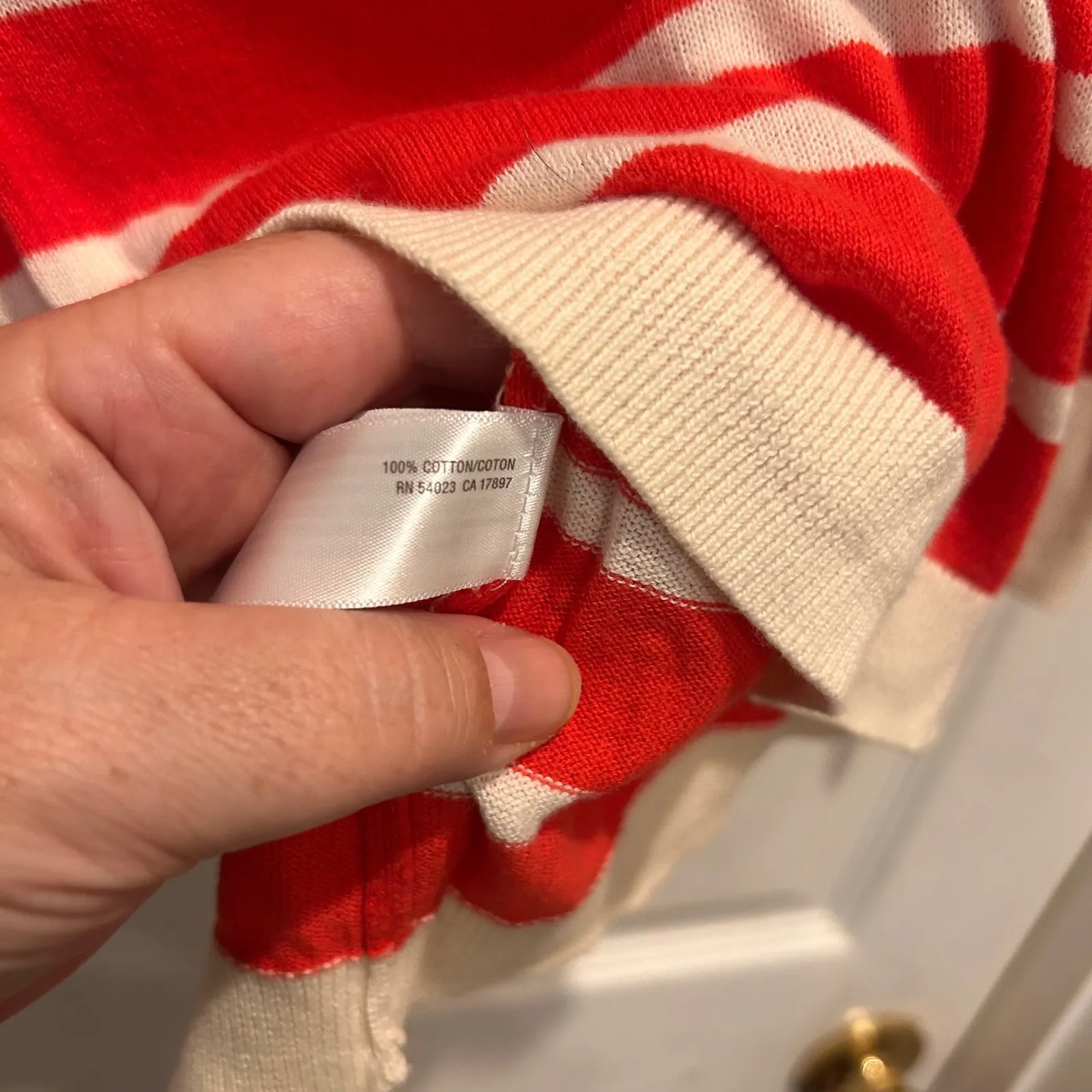 Old Navy Striped Knit Top Women's Small Orange Cream‎ 3/4 Sleeve Resort Boat - Image 6