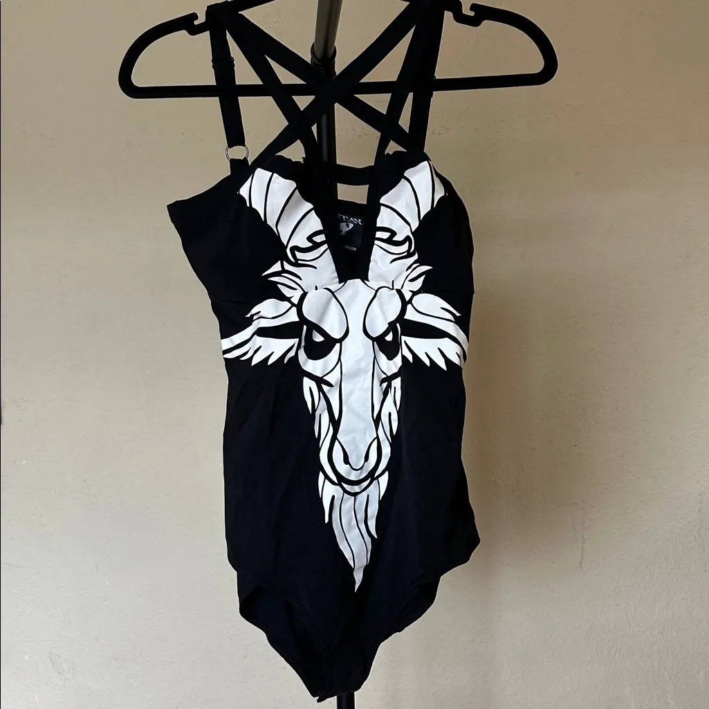 Killstar Baphomet Killing It bodysuit size‎ XL NWT black bodysuit - Image 3