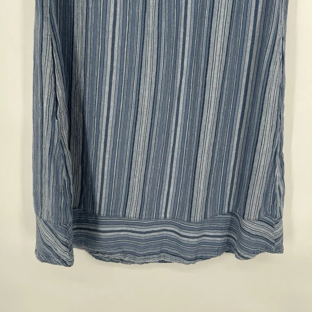 Briggs Linen Blend Shift Dress Blue Sleeveless Pockets Minimalist Beach Size L - Image 8