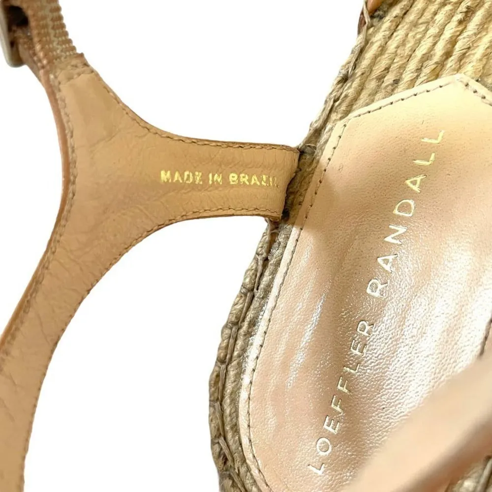 Priya Wedge Espadrille in Beige/Khaki - Heeled Leather Sandal - Image 6