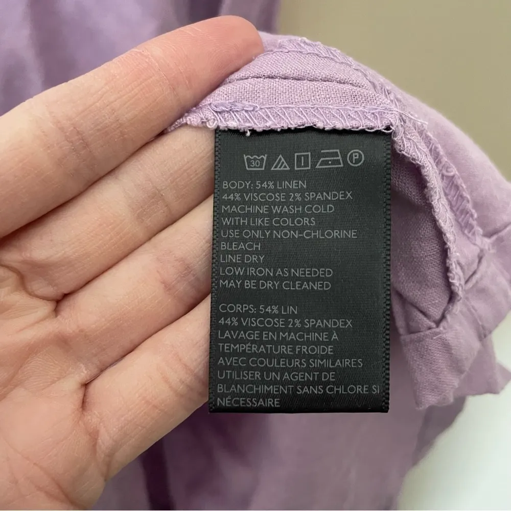 Purple Lilac Linen Blend Mini Dress - Image 6