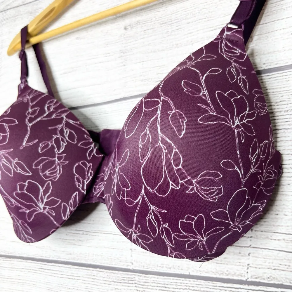 Warners This is Not a Bra Tailored Underwire Contour Bra Size 36DD Purple Floral - Image 3