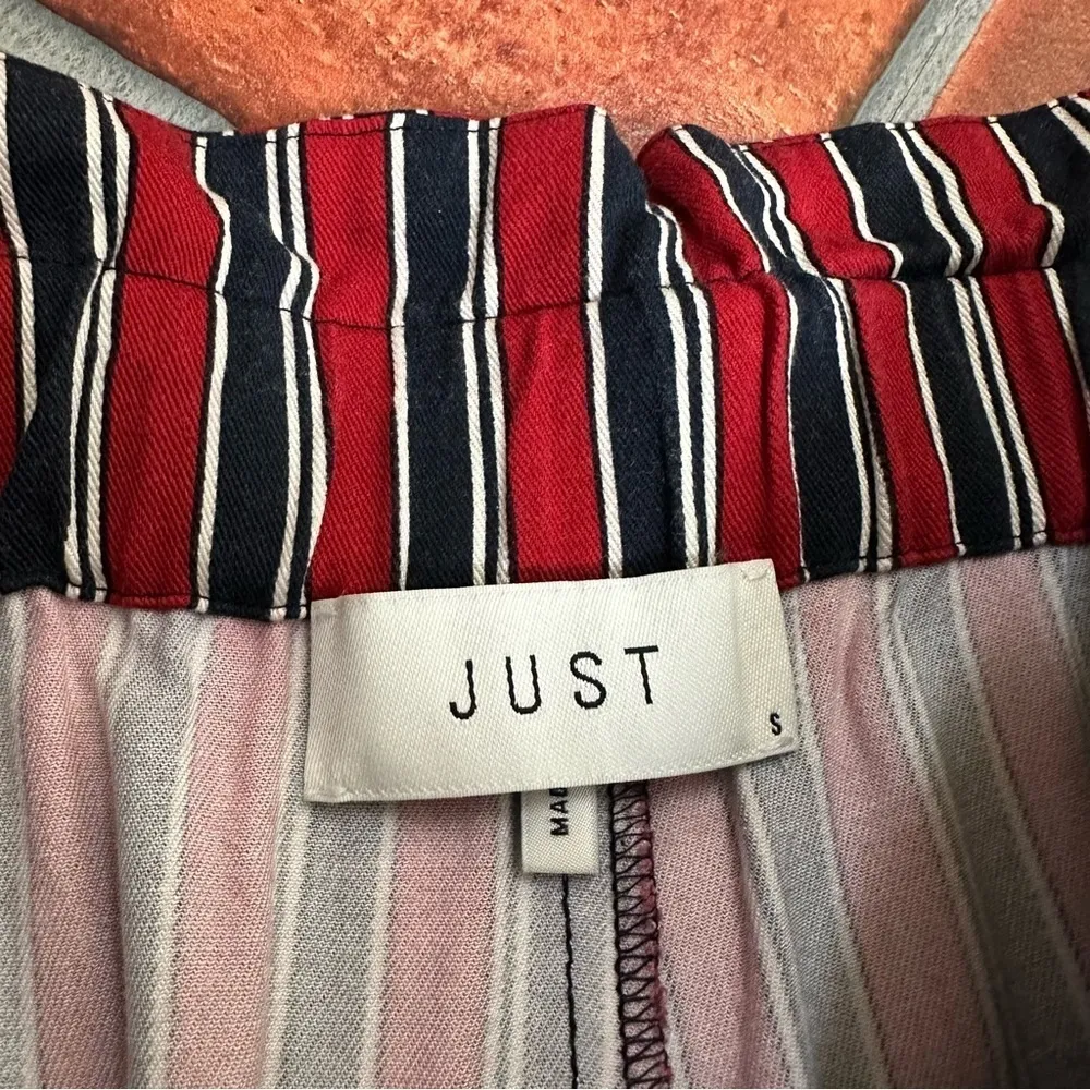 Just Female Striped Paper Bag Pants Blue - Image 3