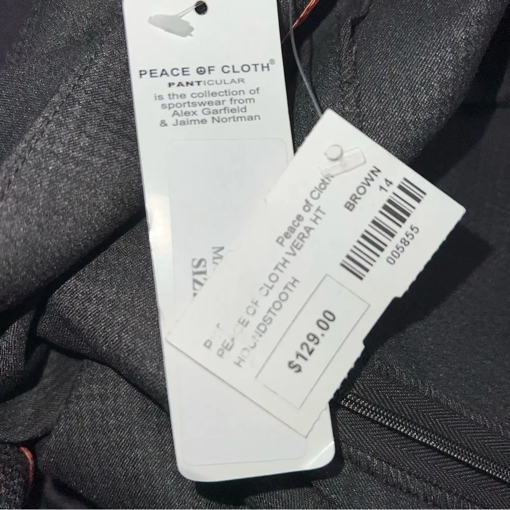 Peace of Cloth Women's Vera Pants Houndstooth Tone on Tone Brown Pattern Size 14 - Image 7