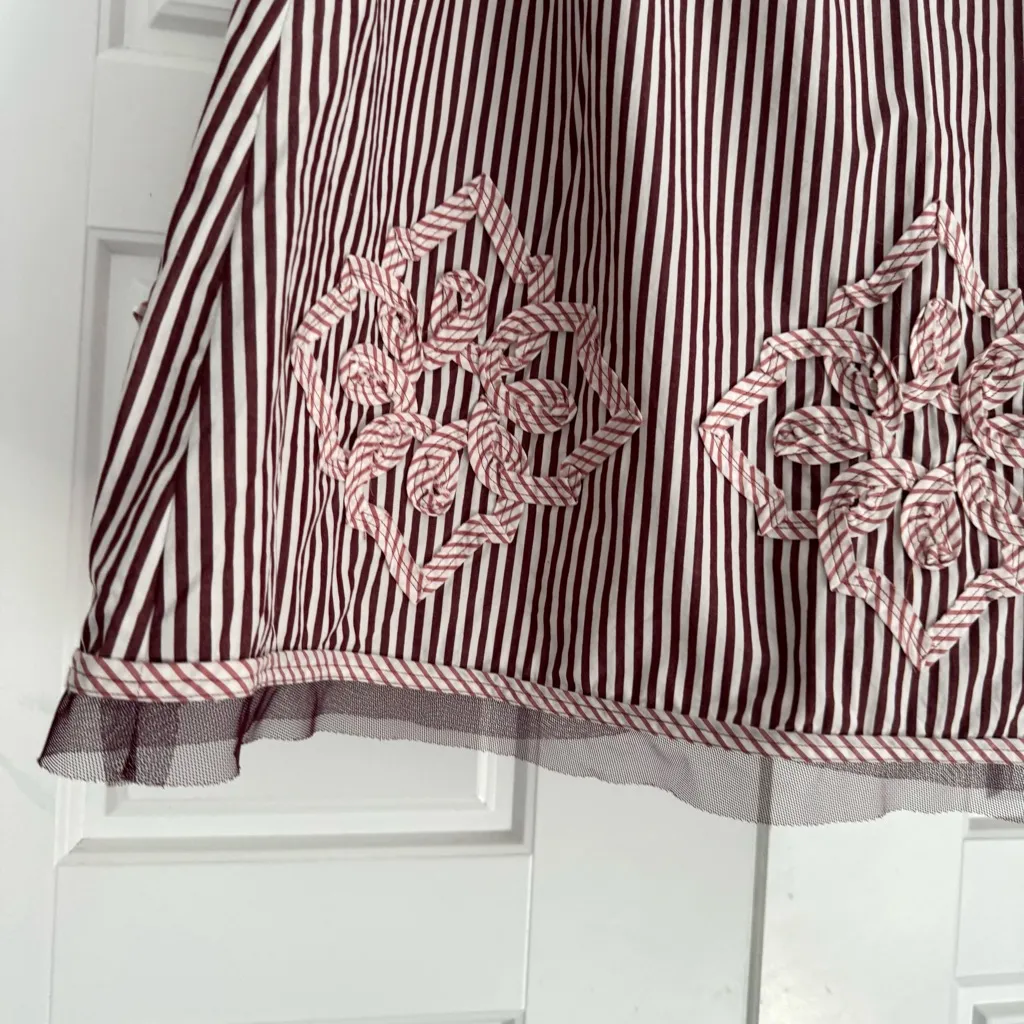 LOFT Burgundy & White Stripe A-Line Skirt, size 0 - Image 7