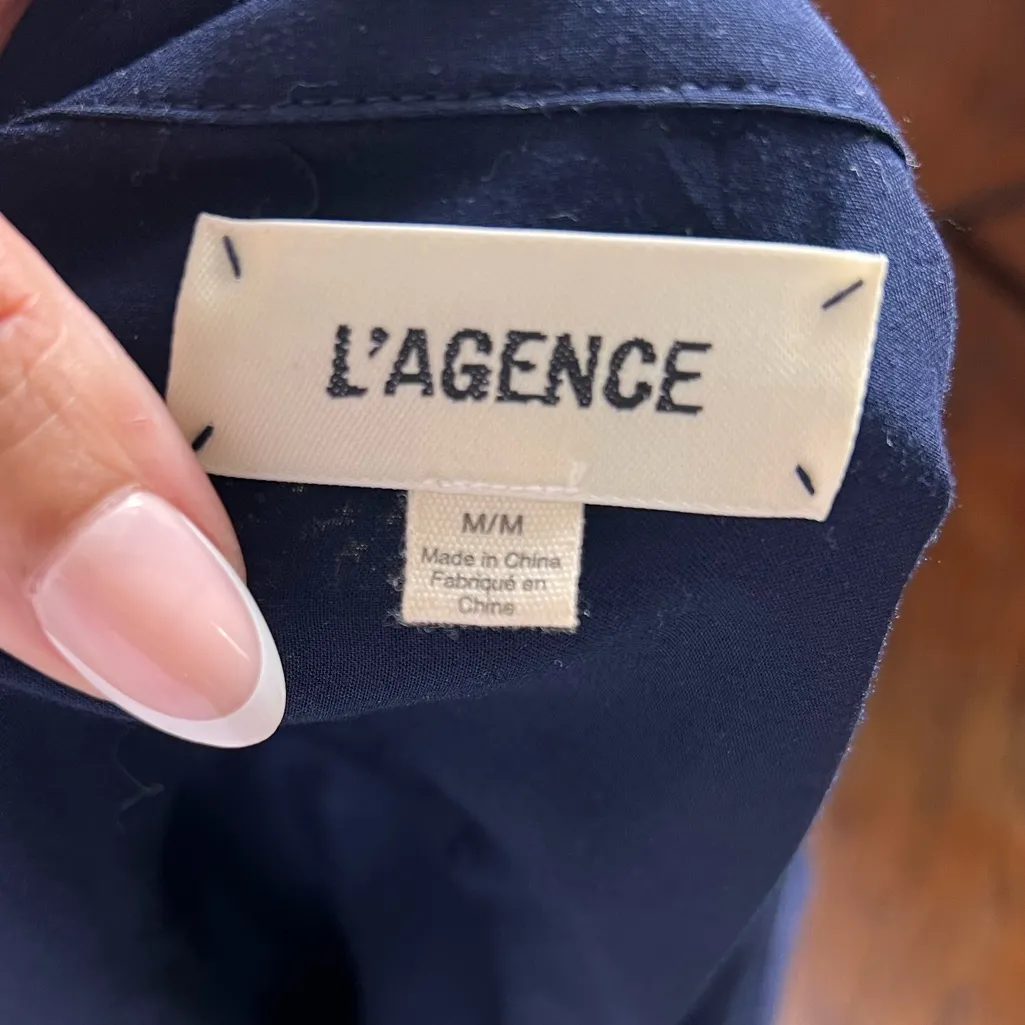 L’AGENCE Navy Button Down Shirt - Image 4