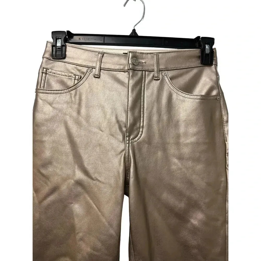 Express Metallic Faux Leather Jeans Pants Size 4R Pewter Pleather Club Holiday - Image 3