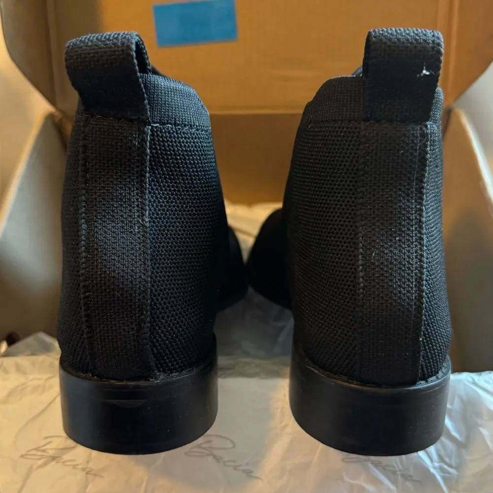 Bacia Women’s Sock Chelsea Ankle Boots Square Toe Short Low Heel Booties 7 NIB Black - Image 4